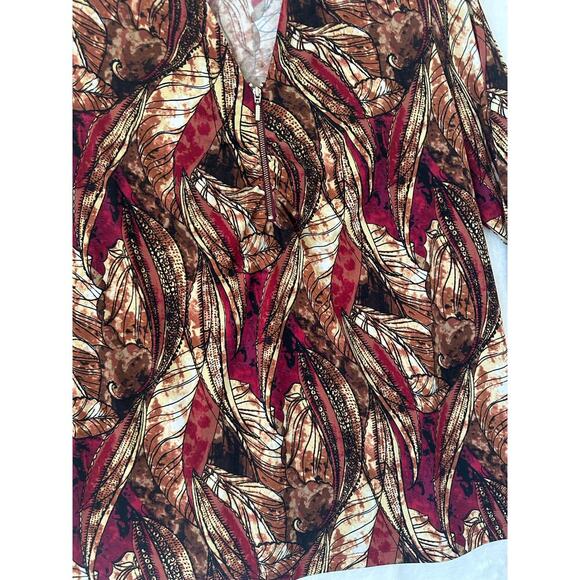 Susan Graver Quarter Zip Tunic Top XL Ruche Sleeves Fall - Picture 2 of 7